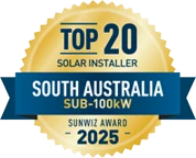 SunWiz Top 20 Solar Installer, South Australia sub-100kW, 2025